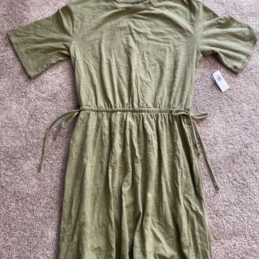 Waist-Defined Short-Sleeve Slub-Knit Mini T-Shirt Dress for Women